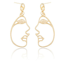 Load image into Gallery viewer, Gold Tone Face Dangle  Earrings