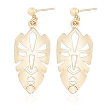 Load image into Gallery viewer, Gold Tone Face Dangle  Earrings