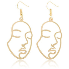 Load image into Gallery viewer, Gold Tone Face Dangle  Earrings