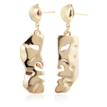 Load image into Gallery viewer, Gold Tone Face Dangle  Earrings