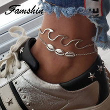 Load image into Gallery viewer, Boho Beach Wave Shell Anklets