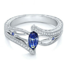 Load image into Gallery viewer, Blue Crystal Statement Wedding Ring