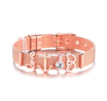 Load image into Gallery viewer, Fashion Hot Stainless Steel Charm Mesh Bracelet Set Anchor Double Heart Charm Pandora Bracelet & Bangle for Women Lover Gift