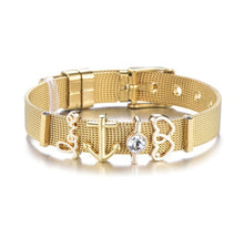 Load image into Gallery viewer, Fashion Hot Stainless Steel Charm Mesh Bracelet Set Anchor Double Heart Charm Pandora Bracelet & Bangle for Women Lover Gift