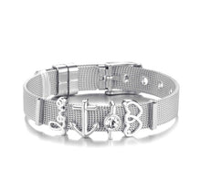 Load image into Gallery viewer, Fashion Hot Stainless Steel Charm Mesh Bracelet Set Anchor Double Heart Charm Pandora Bracelet & Bangle for Women Lover Gift