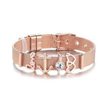Load image into Gallery viewer, Fashion Hot Stainless Steel Charm Mesh Bracelet Set Anchor Double Heart Charm Pandora Bracelet & Bangle for Women Lover Gift