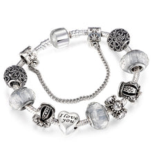 Load image into Gallery viewer, Queen Silver Charms Bracelet & Bangles With Queen Crown