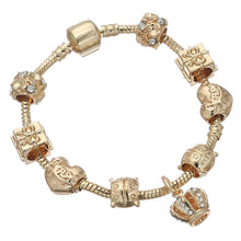Load image into Gallery viewer, Queen Gold Color Charms Bracelet & Queen Crown