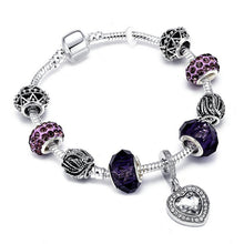 Load image into Gallery viewer, Silver Crystal Heart Charm Bracelet
