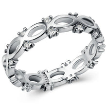 Load image into Gallery viewer, Silver Daisy Flower & Infinity Love Pave Finger Pandora Ring