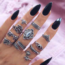 Load image into Gallery viewer, 11pcs/set Vintage Hand Knuckle Opal Finger Ring