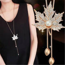 Load image into Gallery viewer, Crystal Pearl Maple Leaf Choker Necklace