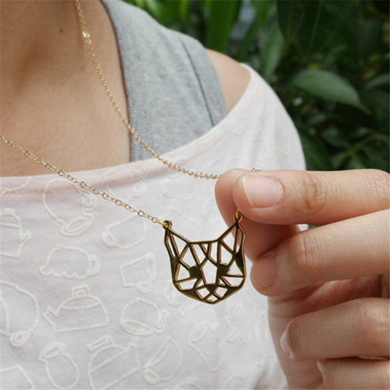 Origami Cat Face Necklace