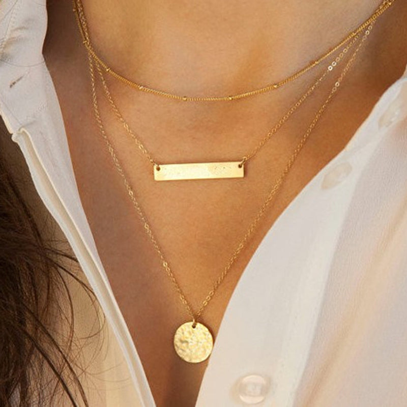 Circle And Rectangle Detailed Chain Necklace