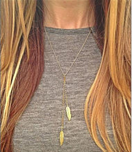 Load image into Gallery viewer, Sideways Vertical Leaf Necklace