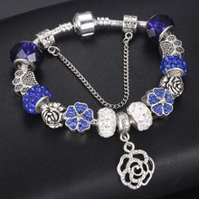 Load image into Gallery viewer, SPINNER Luxury Blue Rose Crystal Charm Bracelet