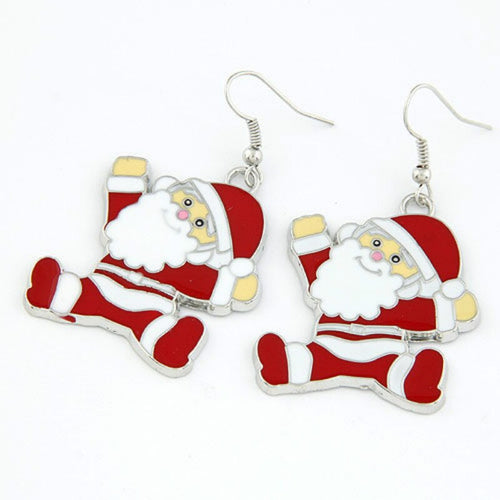 Happy Running Santa Claus Earrings