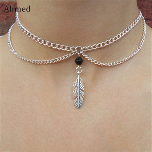 Silver Leaf Detailed Chain Necklace