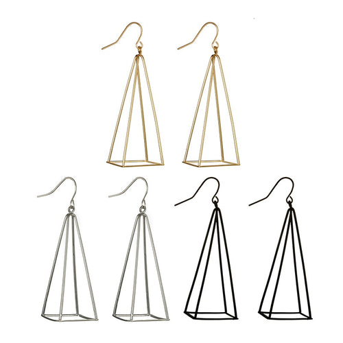 Pyramid Black Pendant Earrings