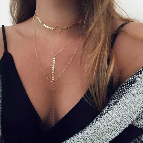 Sequin Double Layer Necklace