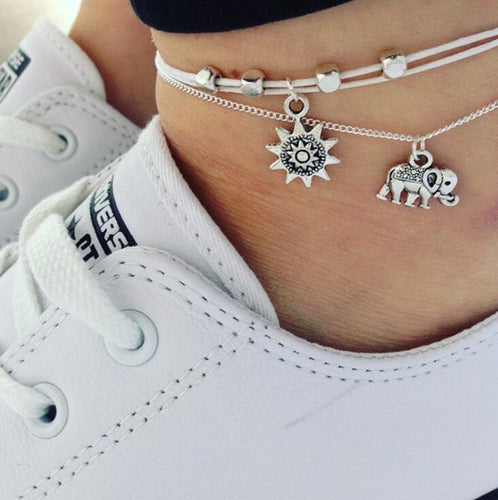 NS51 Vintage Multiple Layers Anklets