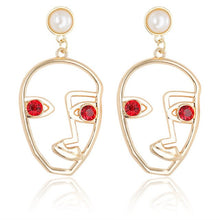 Load image into Gallery viewer, Gold Tone Face Dangle  Earrings