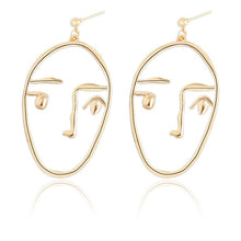 Load image into Gallery viewer, Gold Tone Face Dangle  Earrings