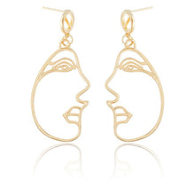 Load image into Gallery viewer, Gold Tone Face Dangle  Earrings