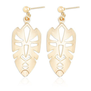 Gold Tone Face Dangle  Earrings