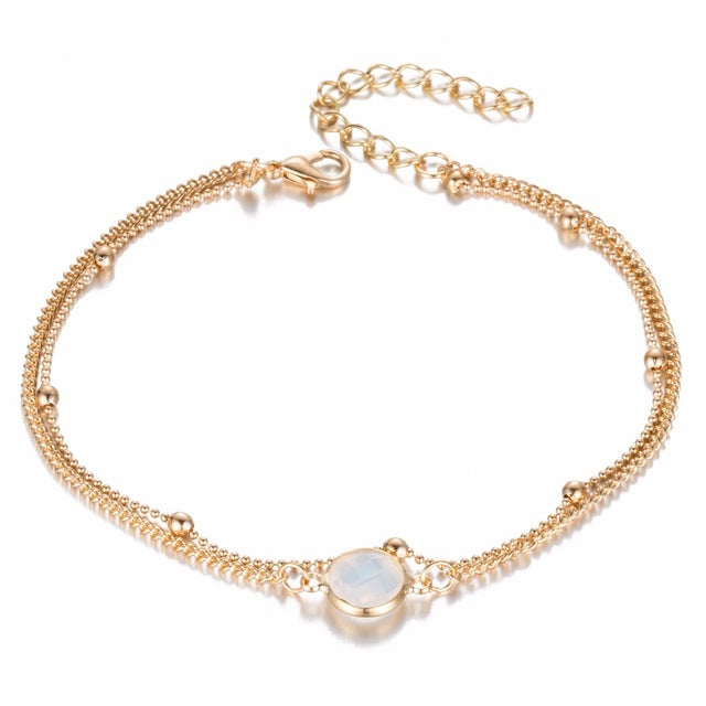 Boho Opal Female Anklets Bangle