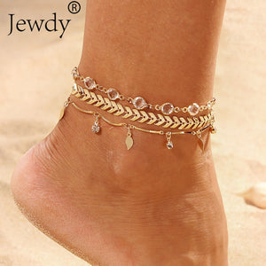 3PCS/SET Crystal Star Female Anklets