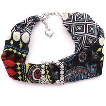 Load image into Gallery viewer, Printed Chiffon Rhinestone Accessory Choker