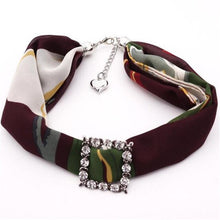 Load image into Gallery viewer, Printed Chiffon Rhinestone Accessory Choker