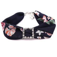 Load image into Gallery viewer, Printed Chiffon Rhinestone Accessory Choker