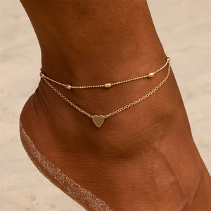 Simple Heart Female Anklets Bangle