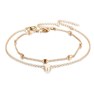Simple Heart Female Anklets Bangle