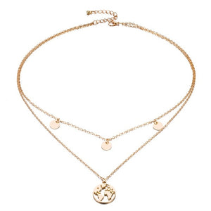 Round Sequined Multi Layer Necklace Sun-World