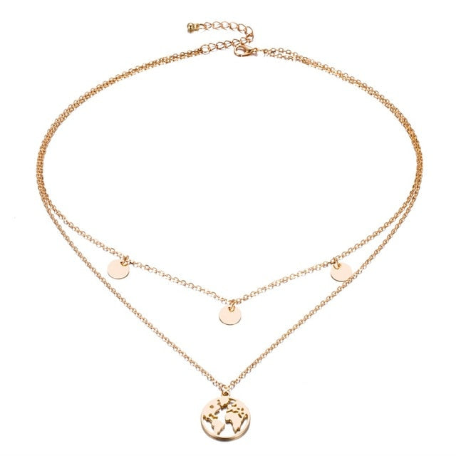 Round Sequined Multi Layer Necklace Sun-World