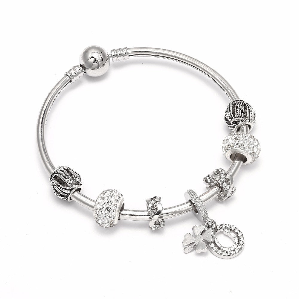 Silver Clover Charm Bracelet