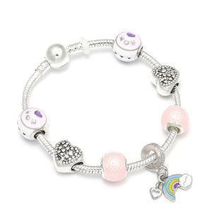 Silver Color Rainbow Pendant Charm Bracelet