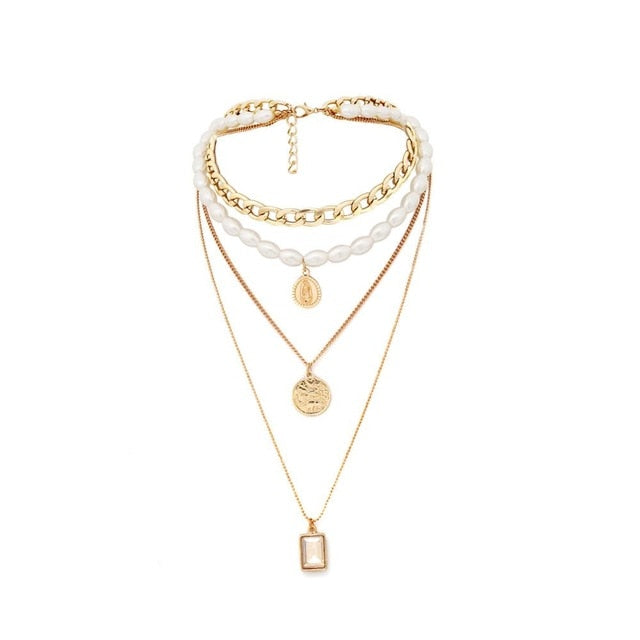 Geometric Crystal Layer Necklace