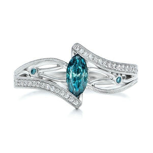 Blue Crystal Statement Wedding Ring