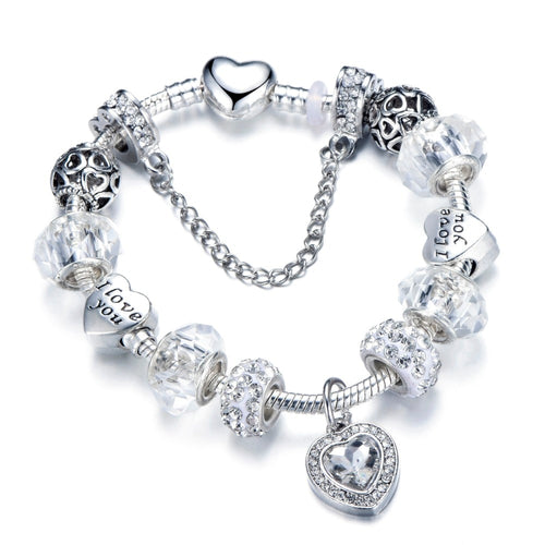 Heart Crystal Charm Bracelet