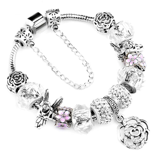 Silver Rose Charms Bracelet