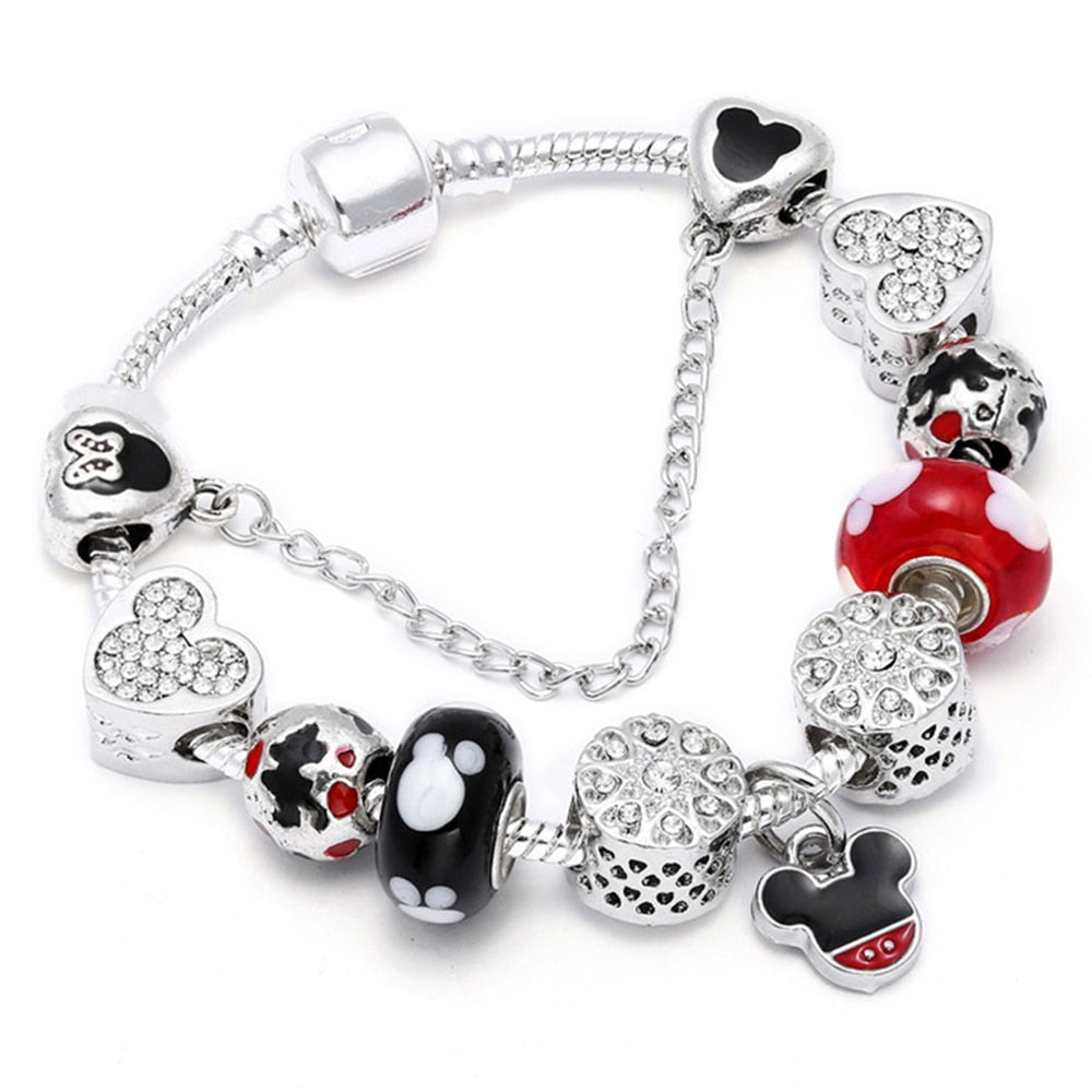 Mickey & Minnie Glass Charm Bracelet