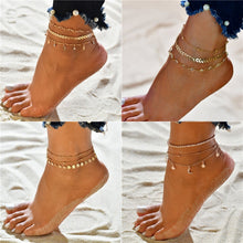 Load image into Gallery viewer, Gold Color Crystal Sequins Anklet Bangle