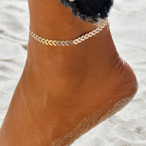 Gold Color Crystal Sequins Anklet Bangle