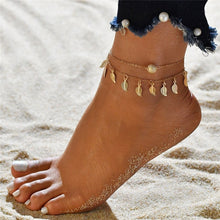 Load image into Gallery viewer, Gold Color Crystal Sequins Anklet Bangle
