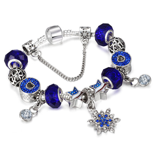 Blue Charm Silver Bracelet