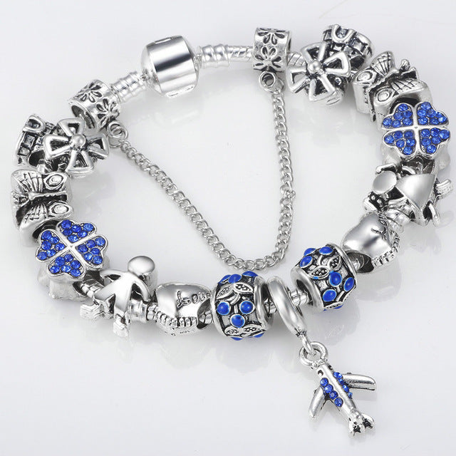 Fashion Vintage Plane Charm Bracelet